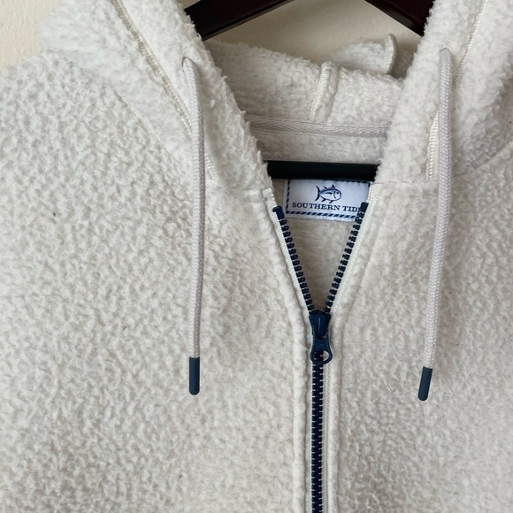 Southern Tide White Sherpa Zip Up Hoodie - Picture 3 of 6